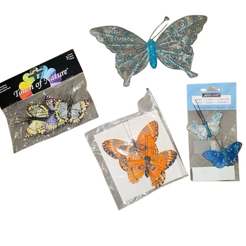 *NEW* Set of 8 decorative butterflies with clips